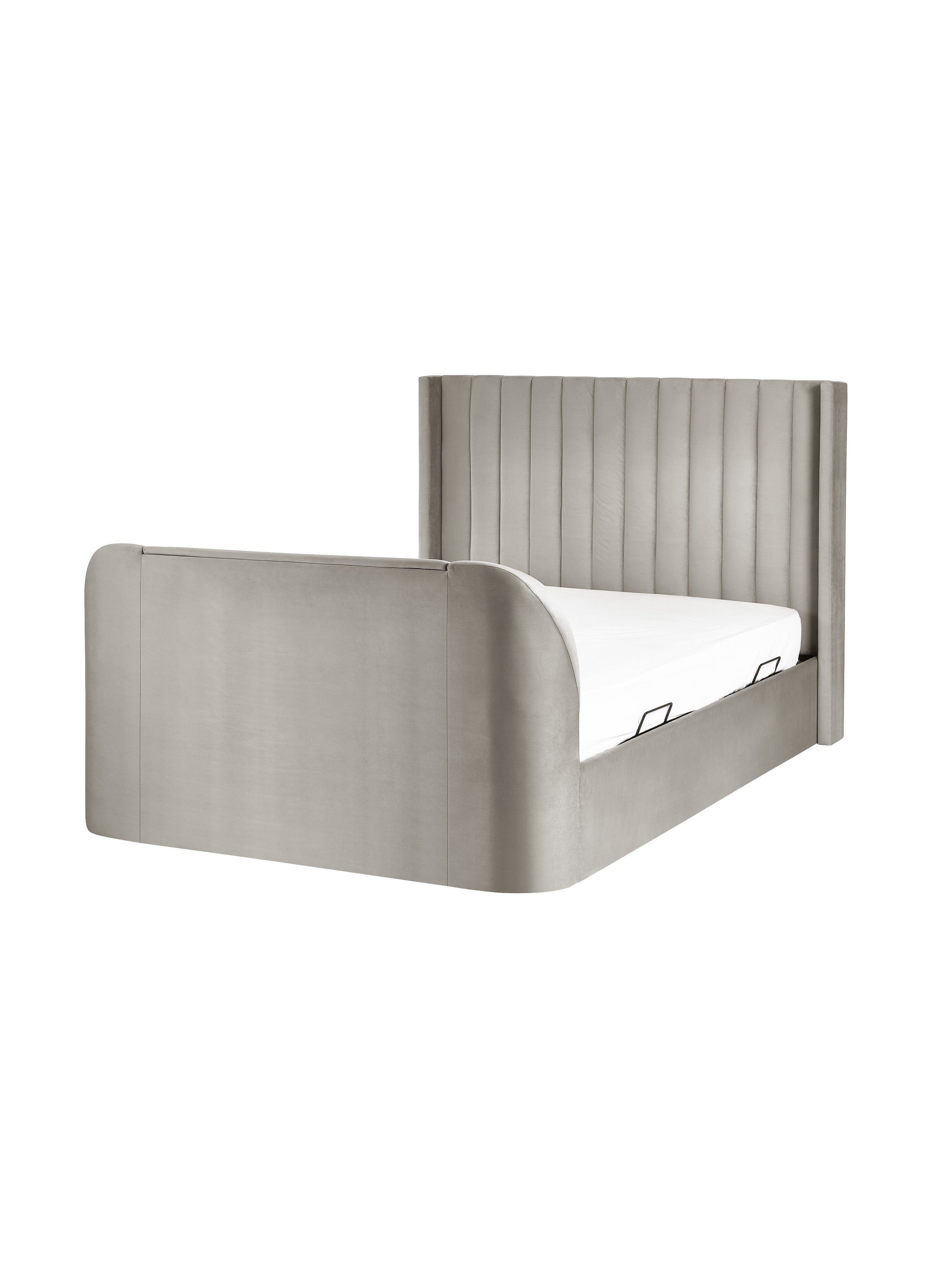 Alston Light Grey Velvet Ottoman TV Bed King